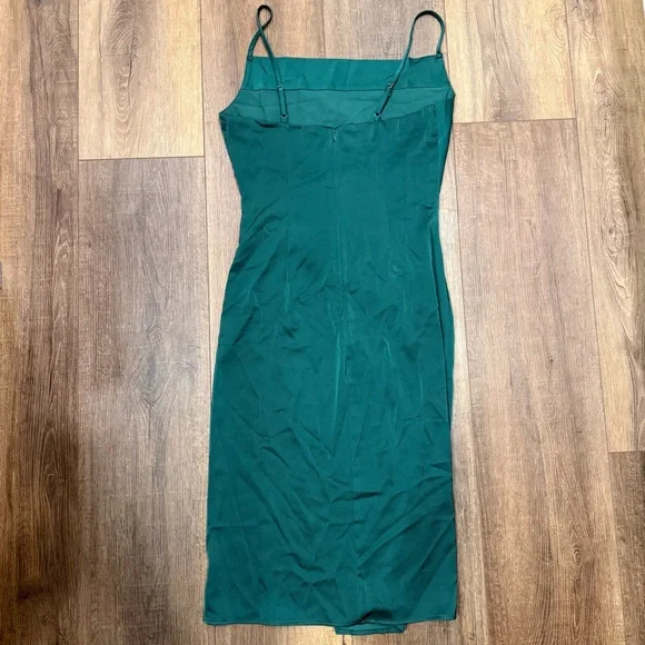 Lulus Hollywood Forest Green Satin Midi Dress Women's Size medium - Picture 10 of 15